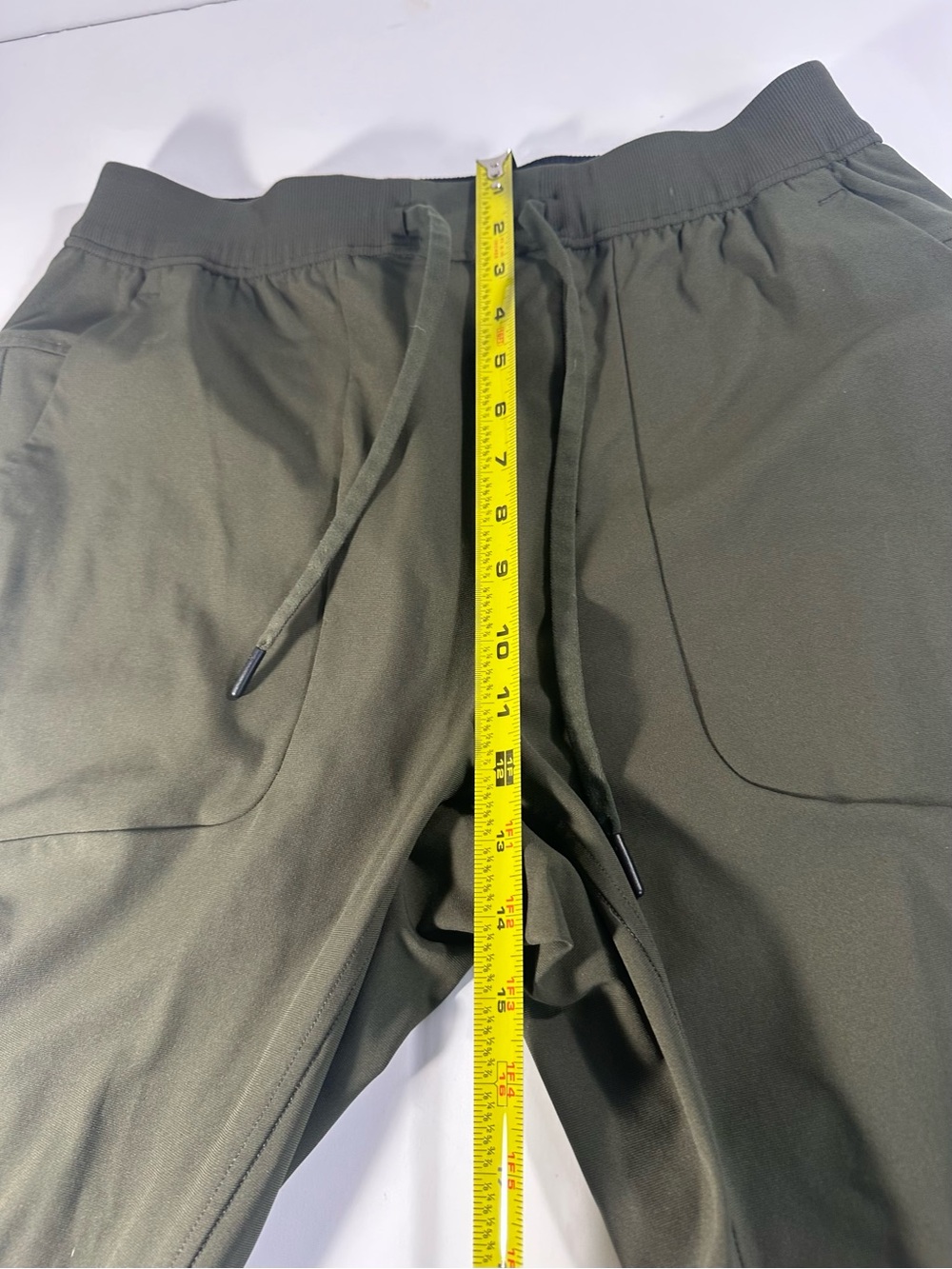 Green Athletic Joggers Stretch Waist Drawstring Zip Pocket Men’s Medium - Picture 9 of 10